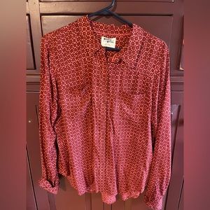 ✨ Anthropologie Holding Horses Sammie Button Down Shirt, Red Spotted 12